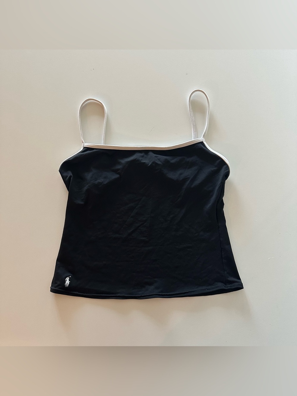 Vintage 90s Ralph Lauren Sport Piped Crop Cami Tankini Tank S? Black Logo
Good